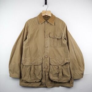 50's Vtg JC Higgins Men's L Canvas Hunting Jacket Tan Corduroy Shooting Coat USA